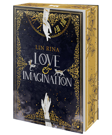 Das Cover zeigt mittig den Titel des Buches. Der Hintergrund ist dunkellila. Oberhalb und unterhalb des Titels sind zwei ausgestreckte Unterarme zu sehen, welche aufeinander gerichtet sind. Hinter dem oberen Arm ist eine goldene Uhr abgebildet. Das Cover hat am Rand goldene Verzierungen, welche an einen antiken Bilderrahmen erinnern. Der Farbschnitt ist golden, mit schwarzen Blumenranken darauf.
